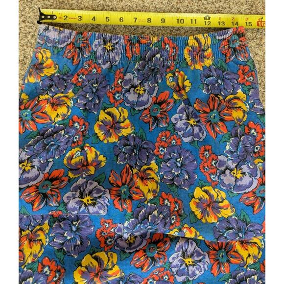 Vintage Cotton Skirt Womens Blue Floral Pockets Pull On Field Gear Midi Sz Small - Picture 7 of 8